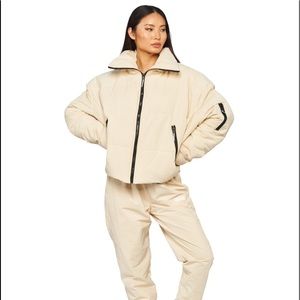 My Mum Made It Beige & Black Puffer Jacket